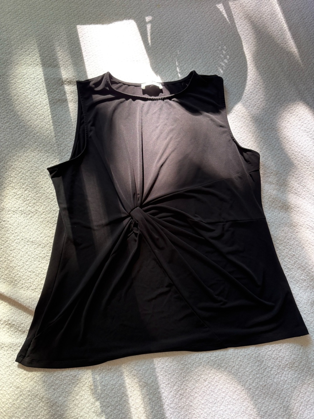 Zenana Outfitters Black Twist-Knot Sleep Chemise
